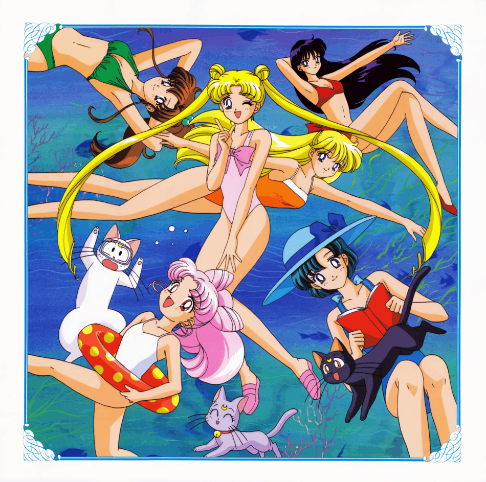 Hentai Zoo – 1990s (style) 6+girls aino minako alluring arm behind head arm up artemis