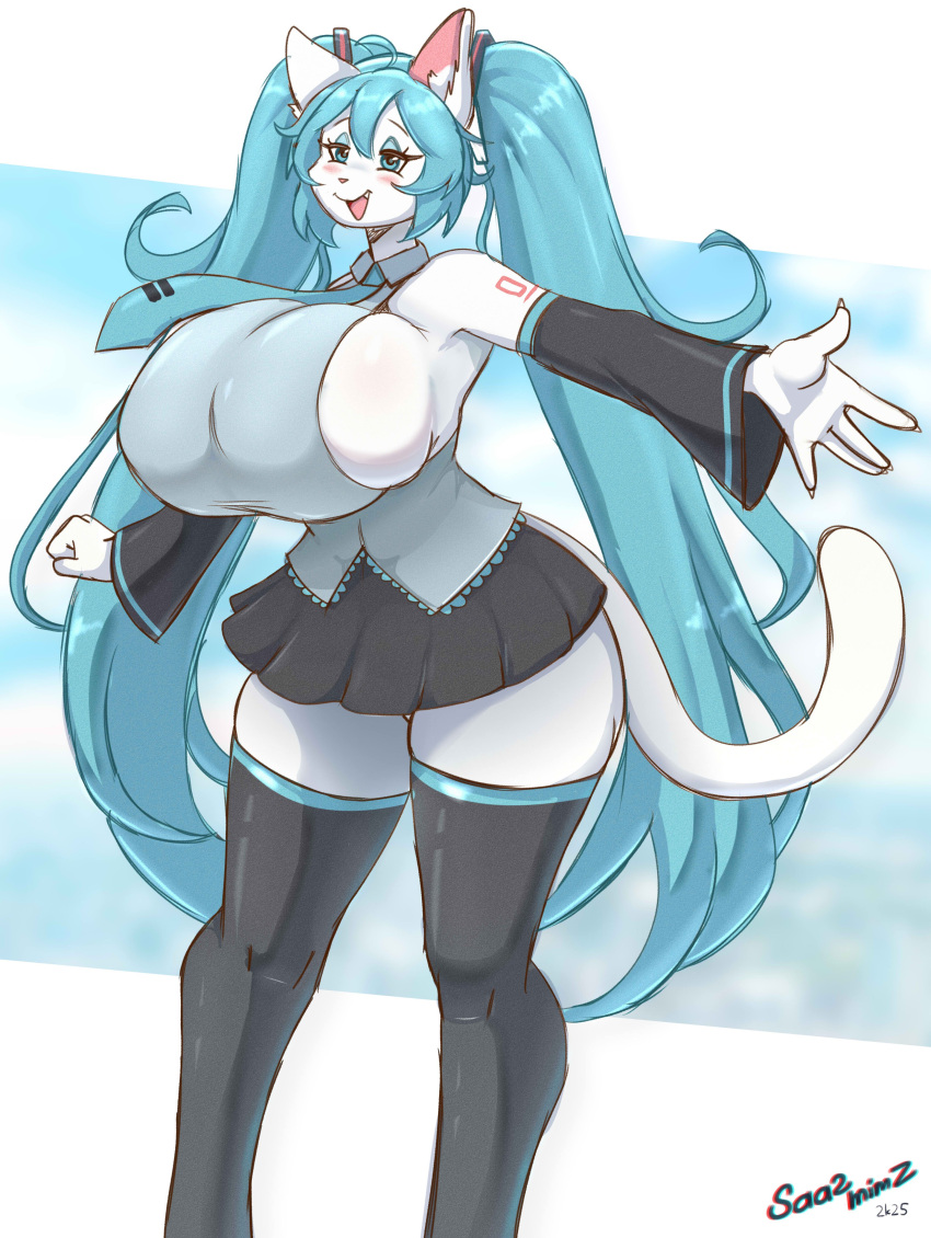 1girl big_breasts cat female furry miku_hatsune saasmimzarts