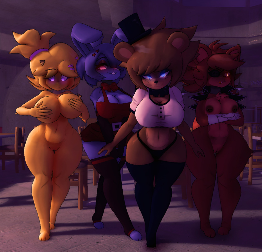 3d 3d_(artwork) 4girls barefoot big_ass big_breasts big_thighs bonfie bonfie_(cally3d) bonnie_(cally3d) bonnie_(fnaf) breasts cally3d chica_(cally3d) chica_(fnaf) chiku chiku_(cally3d) completely_nude completely_nude_female female female_only fexa fexa_(cally3d) five_nights_at_freddy's foxy_(cally3d) foxy_(fnaf) freddy_(fnaf) fredina's_nightclub fredina_(cally3d) frenni_fazclaire full_body furry group multiple_girls naked_female nude nude_female thick_thighs thighs zhipyuwu