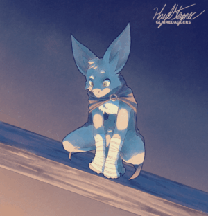 Turo hiding in the rafters (GlaireDaggers)