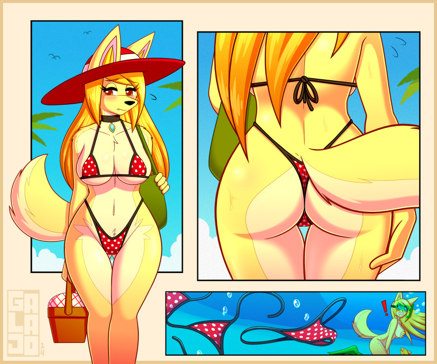 ass ass_focus bikini dat_ass furry galajo hourglass_figure sarah_(galajo) third-party_edit thong_bikini wolf_girl