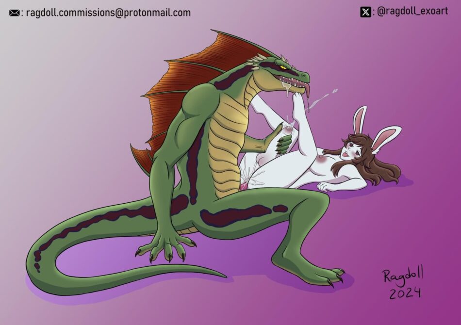 [MG] Lizardman and cute bunny (ragdoll_exoart)