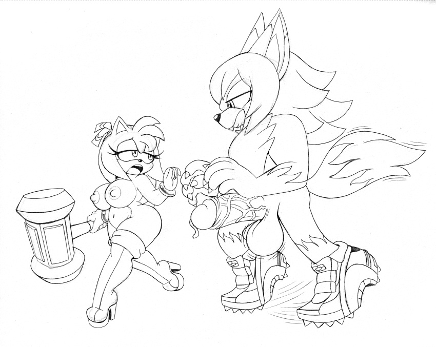 1girl amy_rose big_penis breasts fan_character furry hammer male oc_x_canon omegasunburst pussy sonic_the_hedgehog_(series)