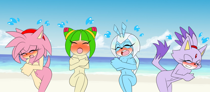 4girls 4kids_entertainment amy_rose beach beetle blaze_the_cat commission cosmo_the_seedrian feline female hedgehog idw_publishing jewel_the_beetle kamiraexp multiple_girls nude seedrian sega sonic_(series) sonic_rush sonic_the_hedgehog_(comics) sonic_the_hedgehog_(idw) sonic_the_hedgehog_(series) sonic_x tms_entertainment whatsittoya