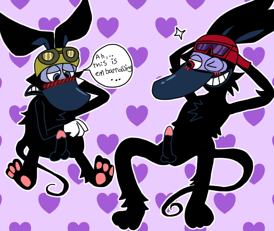 Hentai Zoo – 2boys anthro arms behind head barefoot black fur blue eyes blush chest fur