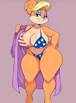 Hentai Zoo – 1girl ai generated american flag bikini anthro bedroom eyes big breasts