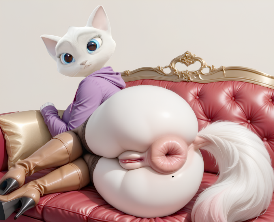 Hentai Zoo – 1girls ai generated anus beauty mark big ass blue eyes boots clothing couch