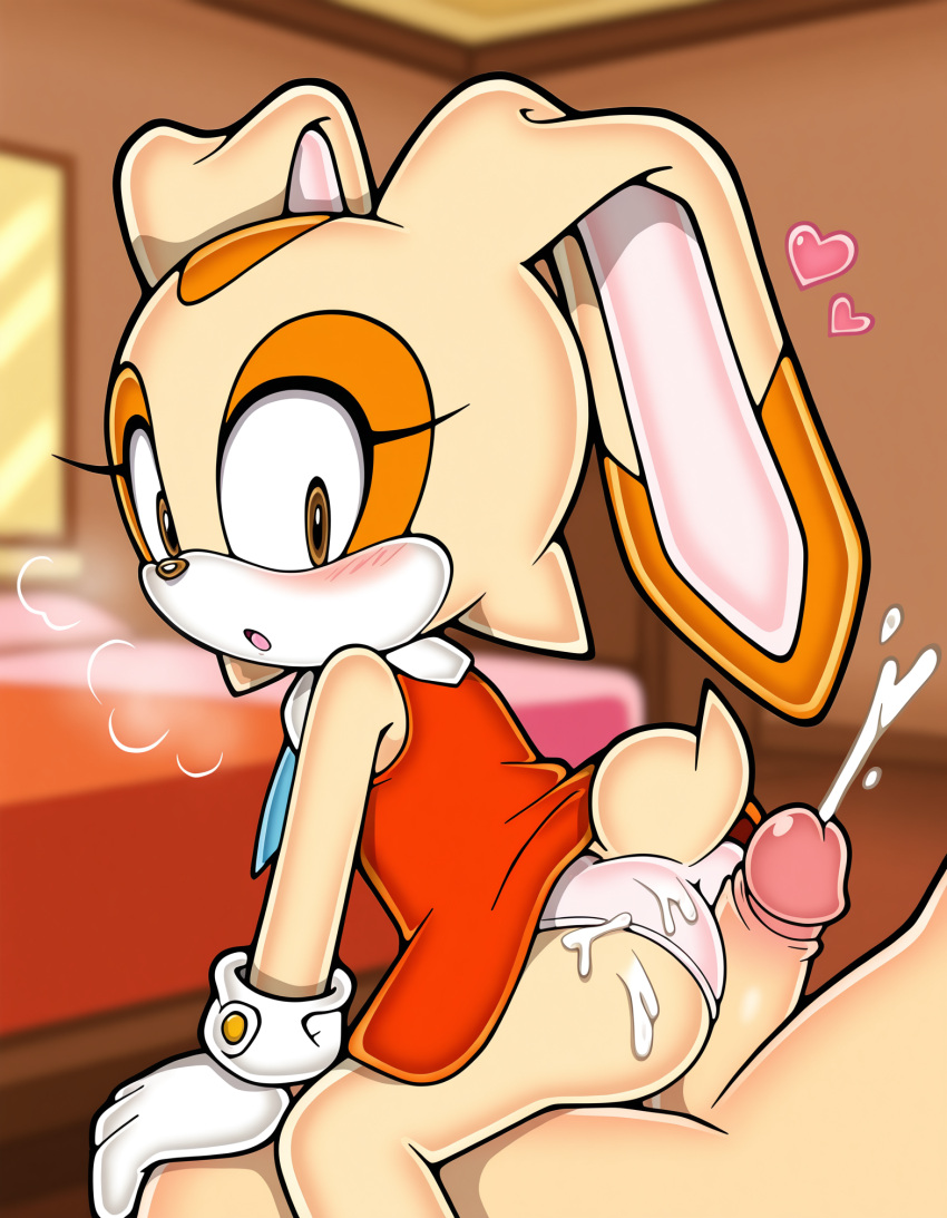 1boy 1girl ai ai_generated anthro ass assjob buttjob cream_the_rabbit cum cumming furry panties penis rabbit rabbit_girl sega sonic_the_hedgehog_(series) white_panties